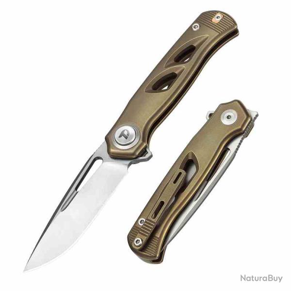 Couteau Dreamtech D4260 Premium Button Lock Lame Acier M390 Manche Titane Bronze DTK4260BR