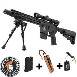Pack airsoft complet r&eacute;plique LT-32 DMR noir - Lancer Tactical