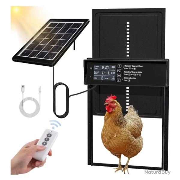 Porte de poulailler solaire, porte de poulet automatique � �nergie solaire et chargement USB