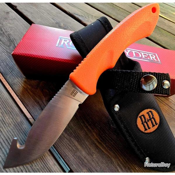 Couteau de Chasse � d�pecer Guthook Lame Acier Inox Manche Abs Orange Etui Nylon