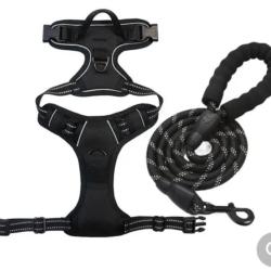 HARNAIS ANTI-TRACTION + LAISSE NOIR