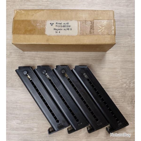Lot de 4 Chargeurs pour pistolet HUSQVARNA M40 / LAHTI L35 - Cal. 9x19