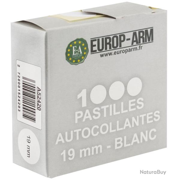 1 000 pastilles autocollantes de tir blanche 19mm