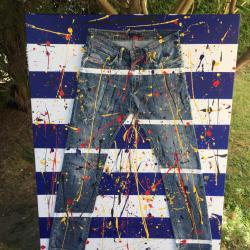 Toile Street Art "Jean-Paul" - Mixte Acrylique/Denim - Id&eacute;al Dressing/Loft