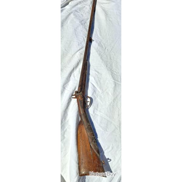 Fusil �  percussion ancien Damas Anglais calibre 16