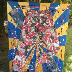 Toile Street Art "Fan" - Mixte Acrylique/Denim - Id&eacute;al Dressing/Loft
