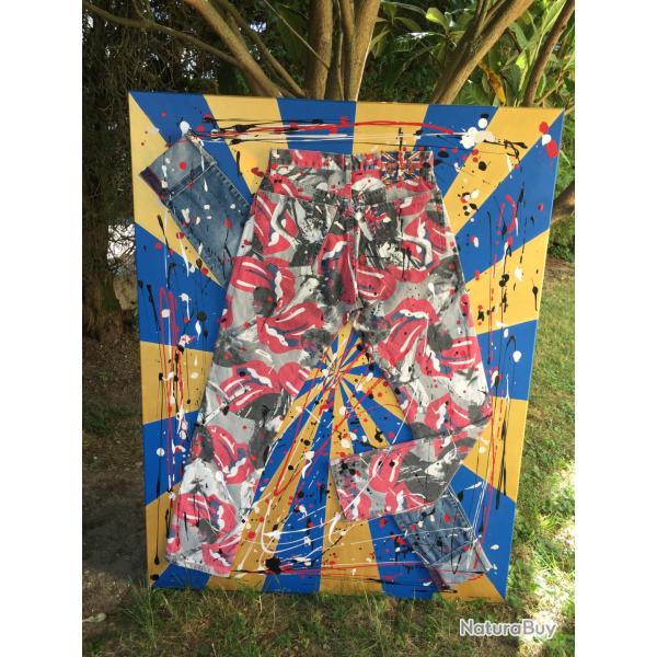 Toile Street Art "Fan" - Mixte Acrylique/Denim - Id�al Dressing/Loft