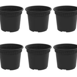 Pot fleurs rond plastique noir &Oslash;12,5x10 cm drainage lot 6