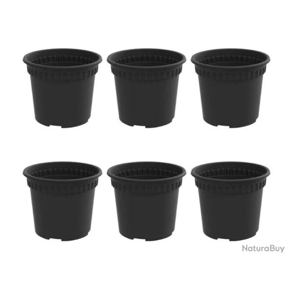Pot fleurs rond plastique noir �12,5x10 cm drainage lot 6