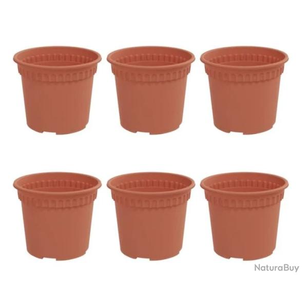 Pot fleurs rond plastique rouge brique �15x12 cm drainage lot 6