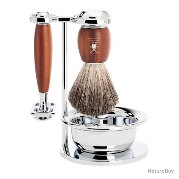 Set de rasage 4 pi�ces Muhle Vivo s�curit� bois de prunier