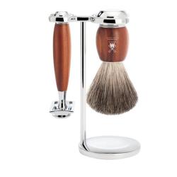 Set de rasage 3 pi&egrave;ces Muhle Vivo s&eacute;curit&eacute; bois de prunier