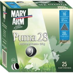 BOITE DE 25 CARTOUCHES MARY ARM PUMA 28G BOURRE GRASSE CAL.16/67 PLOMB 7.5