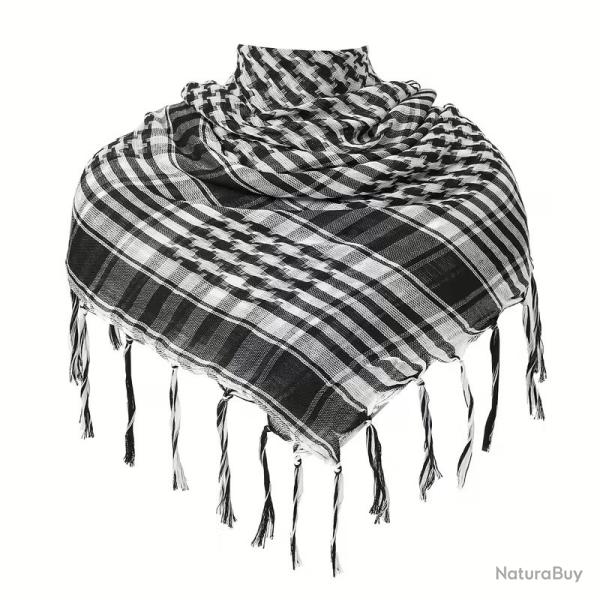 Keffieh Blanc Noir Unisexe Foulard Tactique � Franges Outdoor
