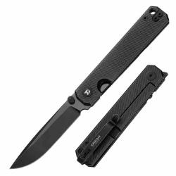 Couteau Dreamtech Lame Acier D2 Noire Manche Titane Noir/Gris Framelock DTK4193TB
