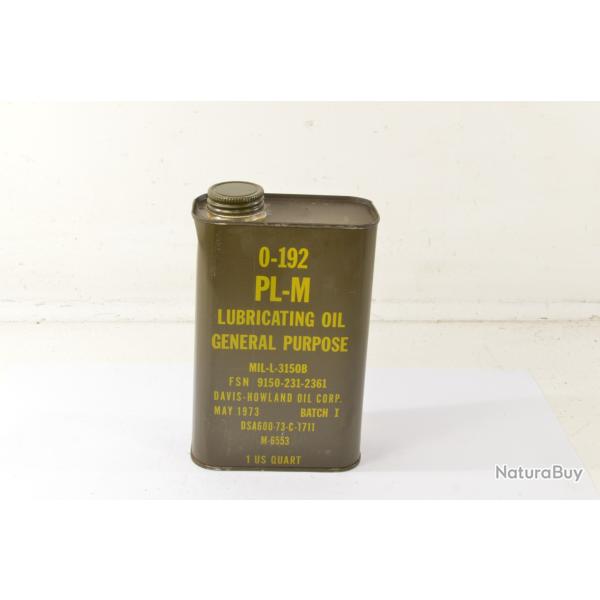 Huile de lubrification g�n�rale US ARMY 0-192 PL-M General purpose. V�hicules armes caisses, outils