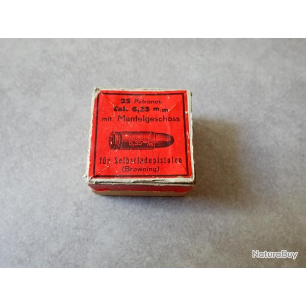Boite + 25 munitions 6.35 d'�poque neutralis�es perc�es percut�es 25 acp