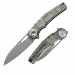 Couteau Dreamtech Lame Acier M390 Manche Titane Camo Button Lock DTK4130TC