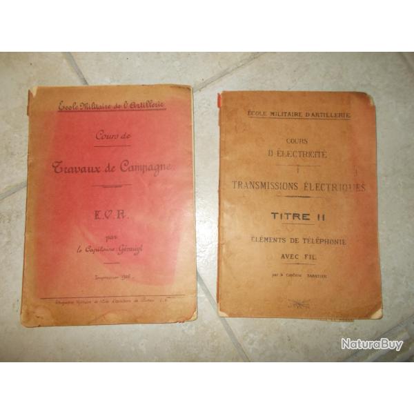 2 livres ecole militaire artillerie travaux campagne transmissions electriques fortifications 14 18
