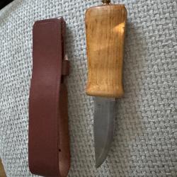 Couteau helle norway puukko manche bois &eacute;tui cuir
