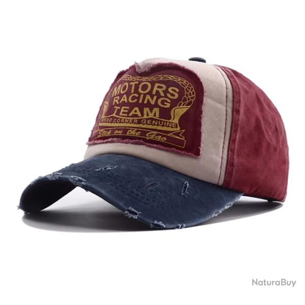 Casquette US Vintage MOTORS RACING Rouge/Bleu