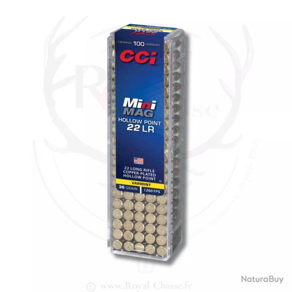 100 balles MINI MAG HP Cal. 22LR 36GRS Cci