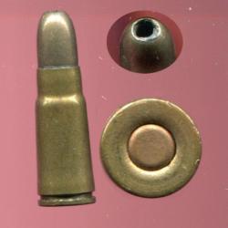 6.5 mm Bergmann nA  avec gorge Mle 1896 - TRES RARE - balle nickel pointe creuse - amorce cuivre