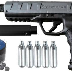 Pistolet CO2 &agrave; balles de caoutchouc Less Than Lethal BRAVO PREMIUM (18 Joules)