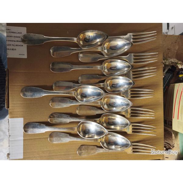 Couverts argent massif poin�on Minerve