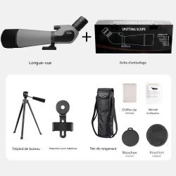 Monoculaire Longue Vue 80 mm Grossissement Puissant *Ench&egrave;re* Tir Cible Smartphone Pack Complet