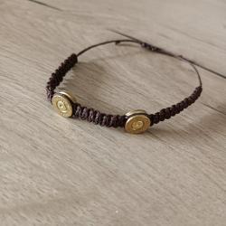 Bracelet macram&eacute; marron - douille 30-06