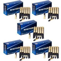 Lot 5 bo&icirc;tes de 50 balles cal.22 long rifle 40 grains &agrave; t&ecirc;te ronde - Magtech