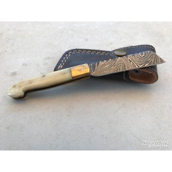 Splendide couteau original Damas Os et laiton oh putain