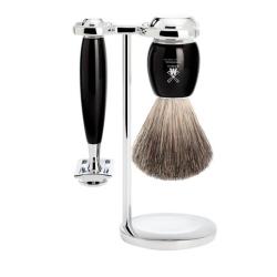Set de rasage 3 pi&egrave;ces Muhle Vivo s&eacute;curit&eacute; r&eacute;sine noir