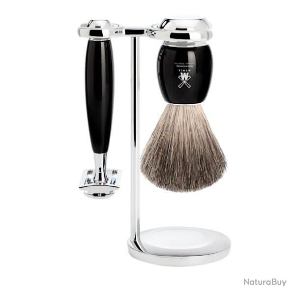 Set de rasage 3 pi�ces Muhle Vivo s�curit� r�sine noir