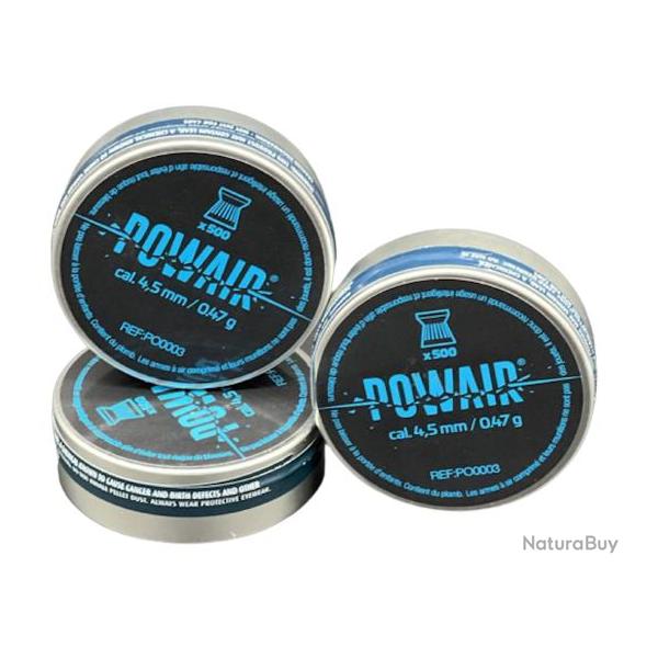 3X Bo�te de 500 plombs POWAIR 4,5mm � t�te plate