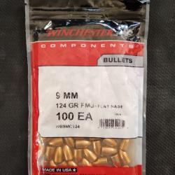 BALLES WINCHESTER CAL 9MM 124GR /100