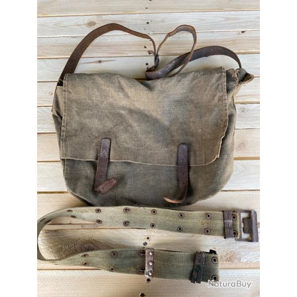Ceinturon et musette en toile  vintage military