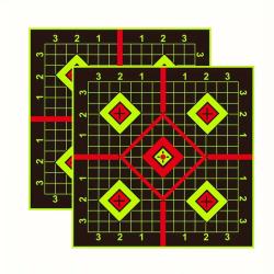 Lot 25 Cibles Autocollantes Fluorescentes Grille Viseur 15,24 cm Entra&icirc;nement Tir