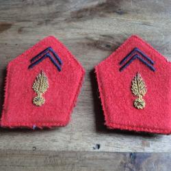 paire insigne pattes de col  brod&eacute;e a canetille  officier artillerie