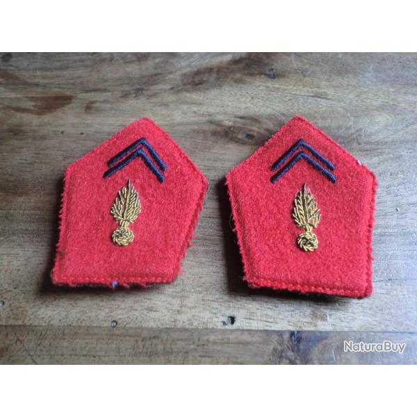 paire insigne pattes de col  brod�e a canetille  officier artillerie