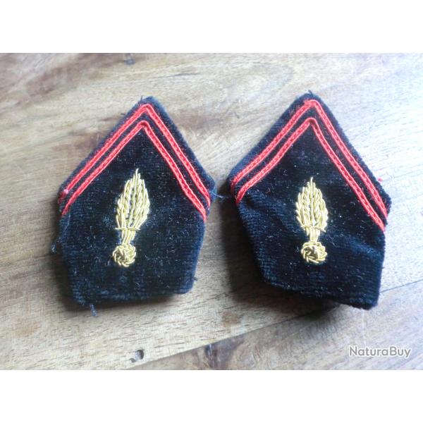 paire insigne pattes de col  a grenade canetille  dor�  major sapeur pompiers