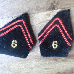 paire insigne pattes de col  cannetille  6&deg; r&eacute;giment du g&eacute;nie
