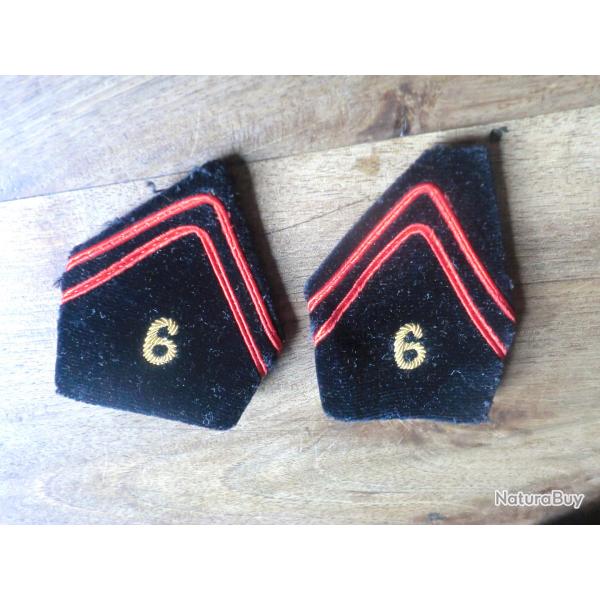 paire insigne pattes de col  cannetille  6� r�giment du g�nie