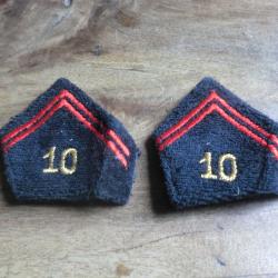 paire insigne pattes de col  cannetille  10&deg; r&eacute;giment du g&eacute;nie