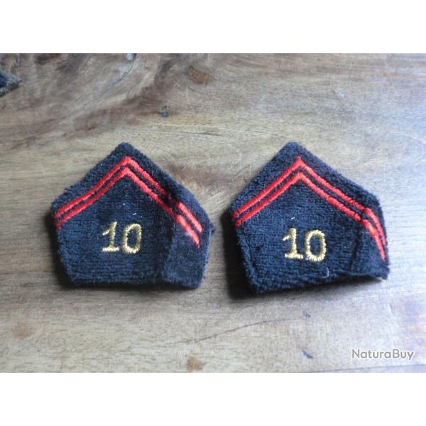 paire insigne pattes de col  cannetille  10� r�giment du g�nie