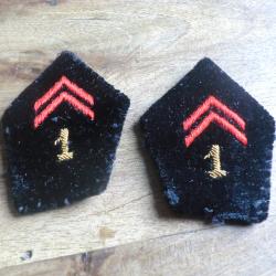 paire insigne pattes de col  cannetille  1&deg; r&eacute;giment du g&eacute;nie
