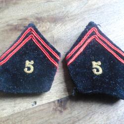 paire insigne pattes de col  cannetille  5&deg; r&eacute;giment du g&eacute;nie