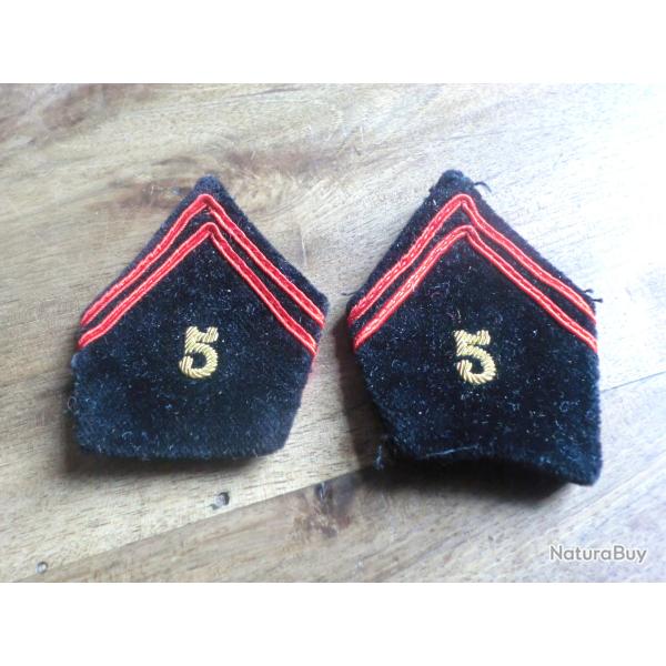 paire insigne pattes de col  cannetille  5� r�giment du g�nie