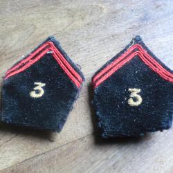 paire insigne pattes de col  cannetille  3&deg; r&eacute;giment du g&eacute;nie